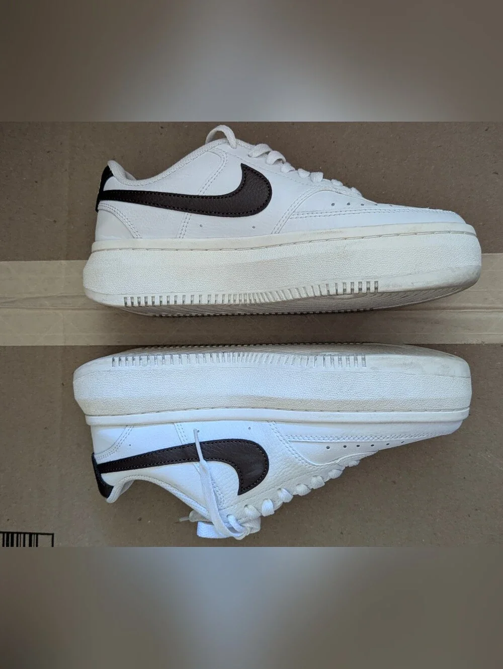 Nike Court Vision Alta White Baroque Brown Sz 7.5 Women's